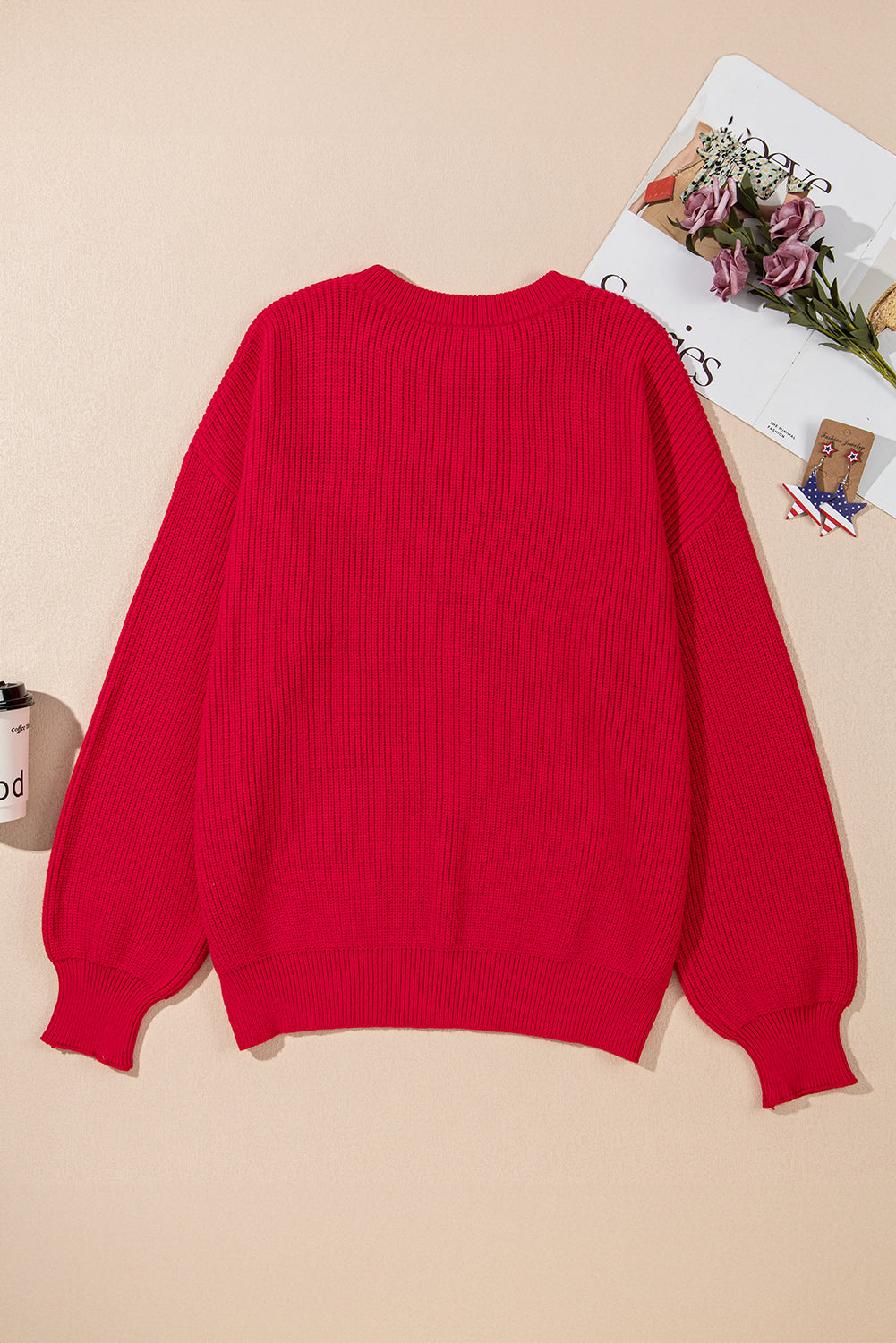 Pull Racing Red Sparkle All The Way Tinsel à col rond grande taille