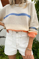 Comfortable falling with drooping shoulders and beige color block stripes