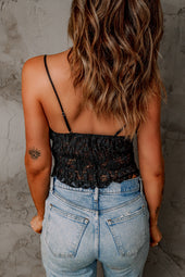 Black lace bralette crop top