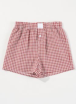 High waist shorts Vichy print Red tiles *