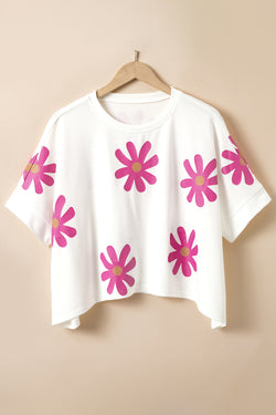 Camiseta White Marguerite Fleur impresa impresa Marguerite blanco