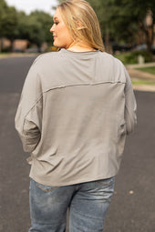 Plus Size Medium Grey Floral Star Print 3/4 Sleeve Top