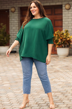 Smocked green top with wrists