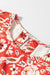 Long-sleeved folded mini-red and red-colored floral patchwork