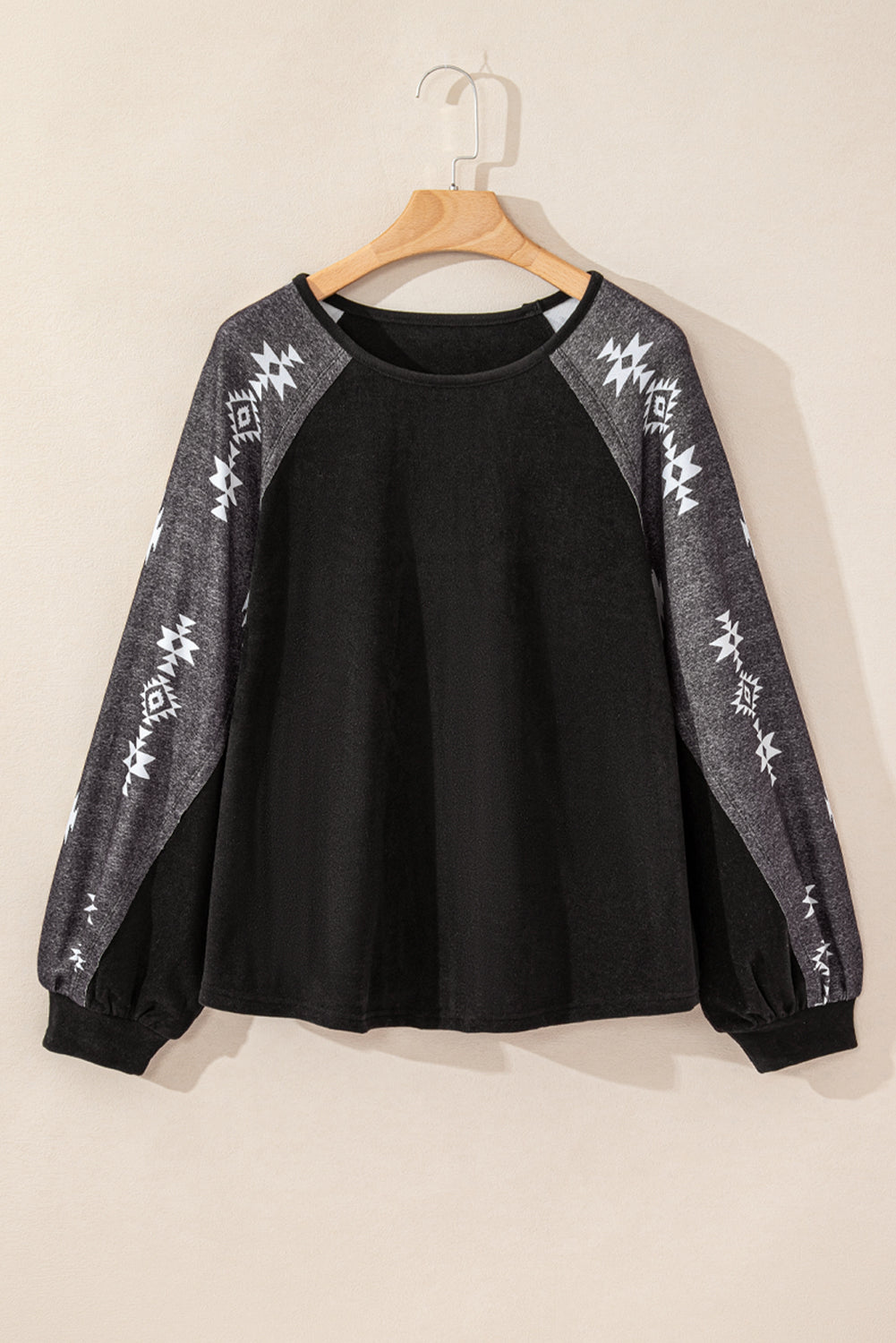 Black long sleeve top with western print patch