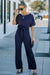 Oh So Glam Blue Wide Leg Belted Jumpsuit