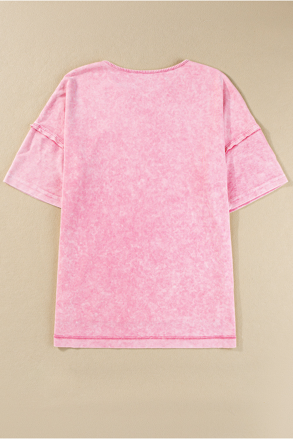 Camiseta de costura de costura mineral rosa de fresa rosa