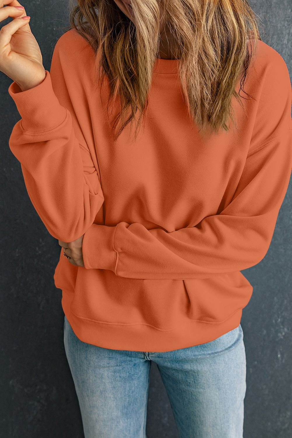 Orange massiver klassischer Crewneck Pullover Sweatshirt