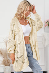 Cardigan décontracté à manches dolman en tricot creux abricot-A WOMAN WE LOVE