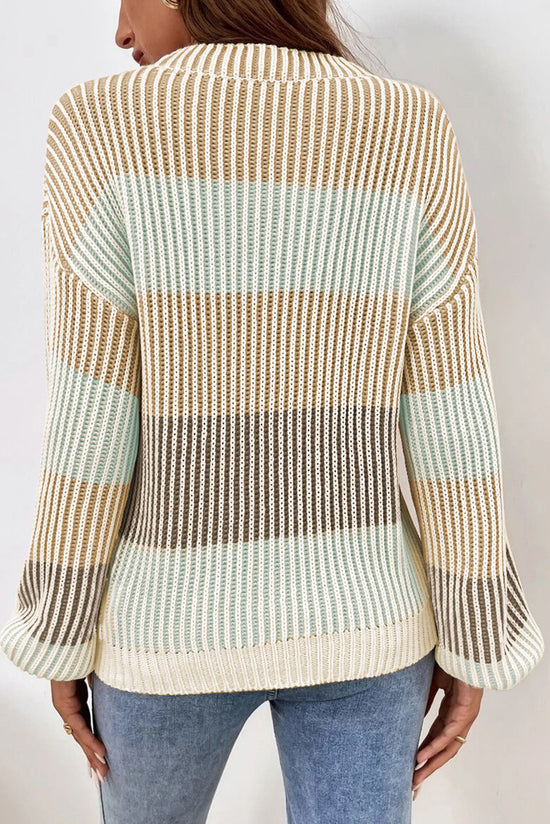 Brown Sleeve with sleeve in textured knitting color block *