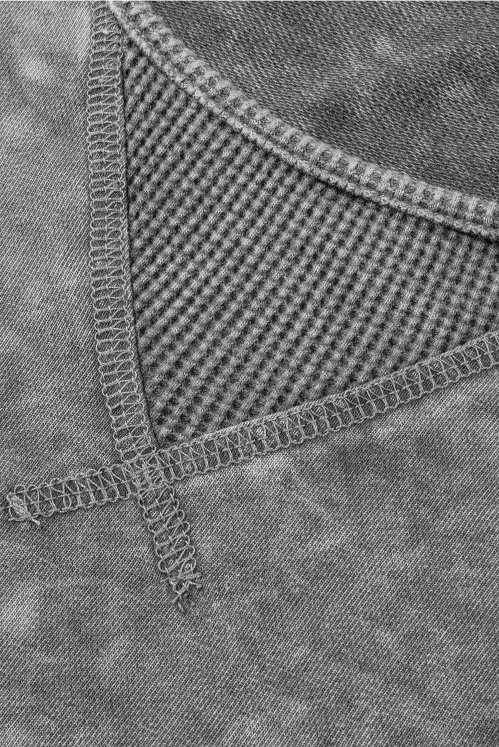 T-shirt Patchwork Plus à manches tombantes et lavage minéral gris clair