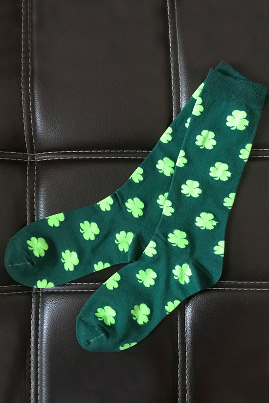 Chaussettes tube vert foncé à imprimé trèfle de St Patricks