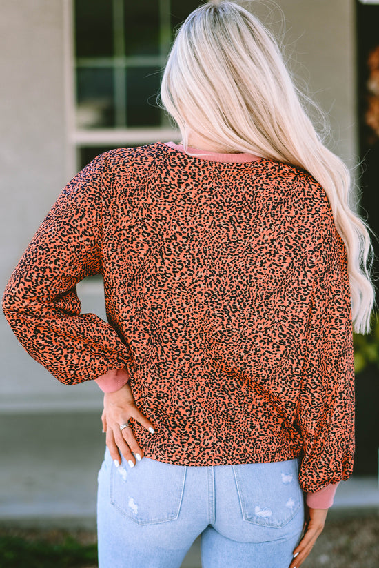 Vintage Sweatshirt with Bubbles and Leopard Sleeping