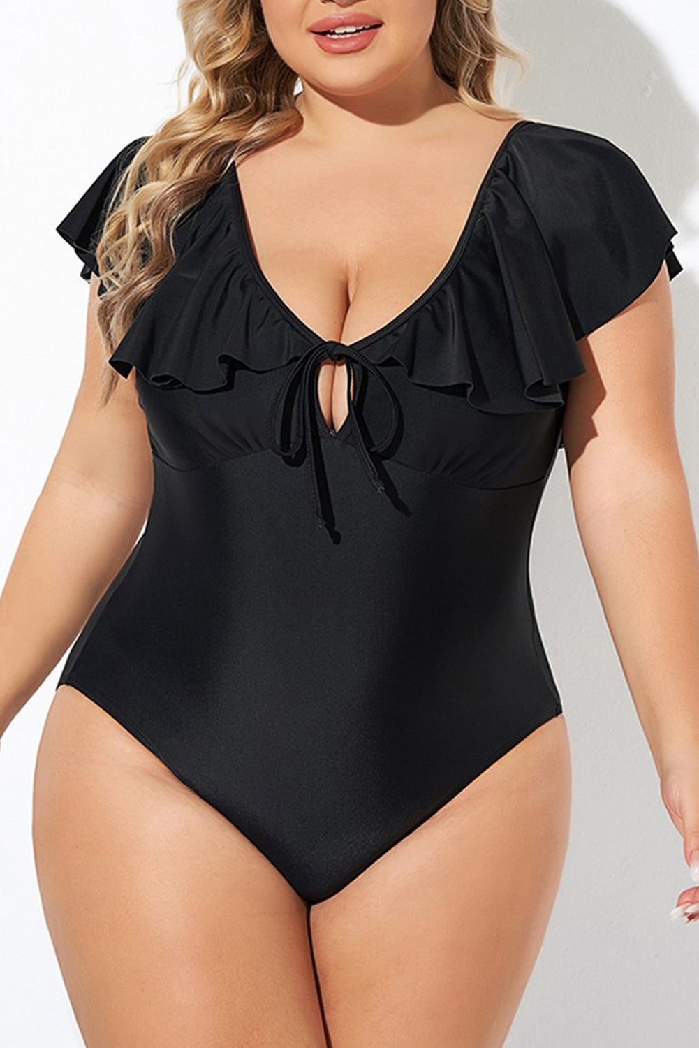 Maillot de bain une pièce noir grande taille *