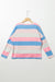 Pink Long Sleeve V-Neck Top with Contrast Stripes