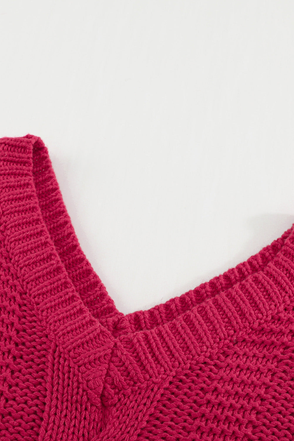 Bubblegum Pink V-Neck Braided Knit Sweater