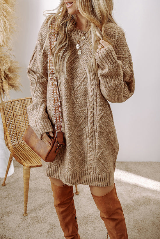 Larly knitted knitting sweater dress with drooping shoulder