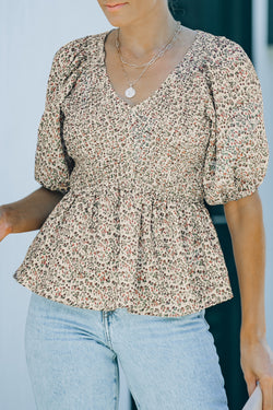 Top con mangas hinchadas y estampado floral