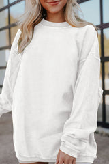 Sweat oversize en velours côtelé blanc