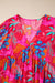 Mini-robe à volants et manches lanternes, imprimé tropical rose, col en V, grande taille