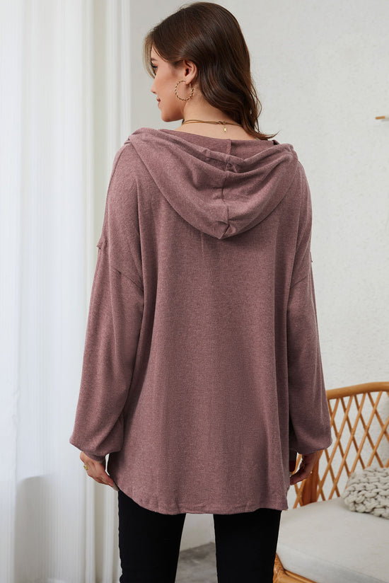 High Low Hem Button Up Hoodie