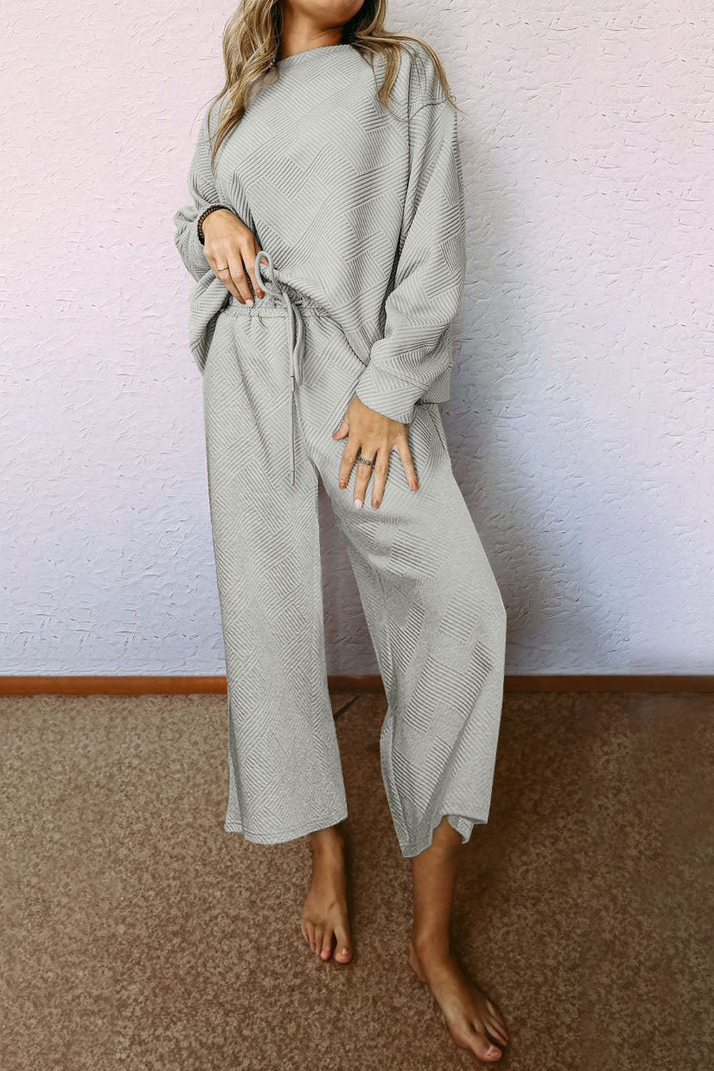 Grigio Ultra Sbose Textured 2PCs Slouchy Outfit