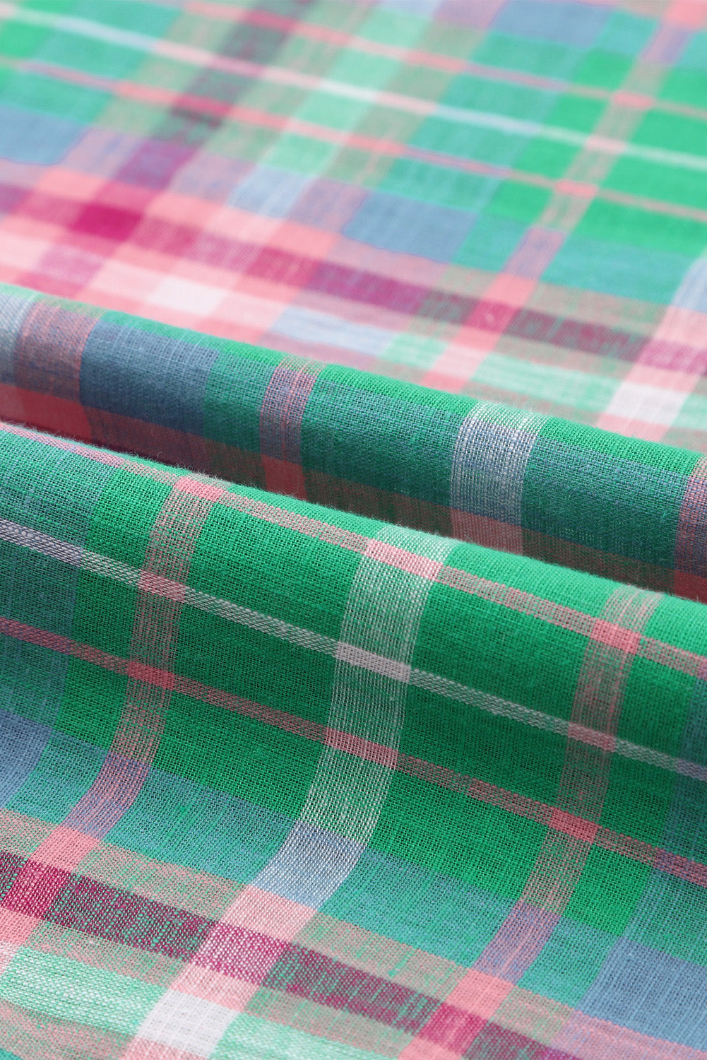 Chemise divisée à manches longues à plaid vert