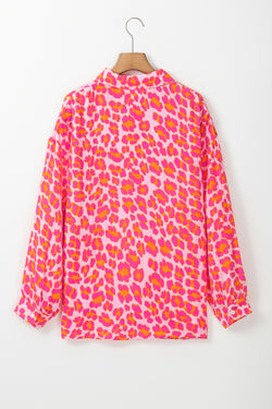 Large shirt buttoned pink leopard print