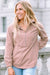 Apricot Ribbed Texture Half-Zip Crew Neck Sweatshirt