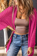 Cardigan en tricot à manches bracelet ajouré rose-A WOMAN WE LOVE