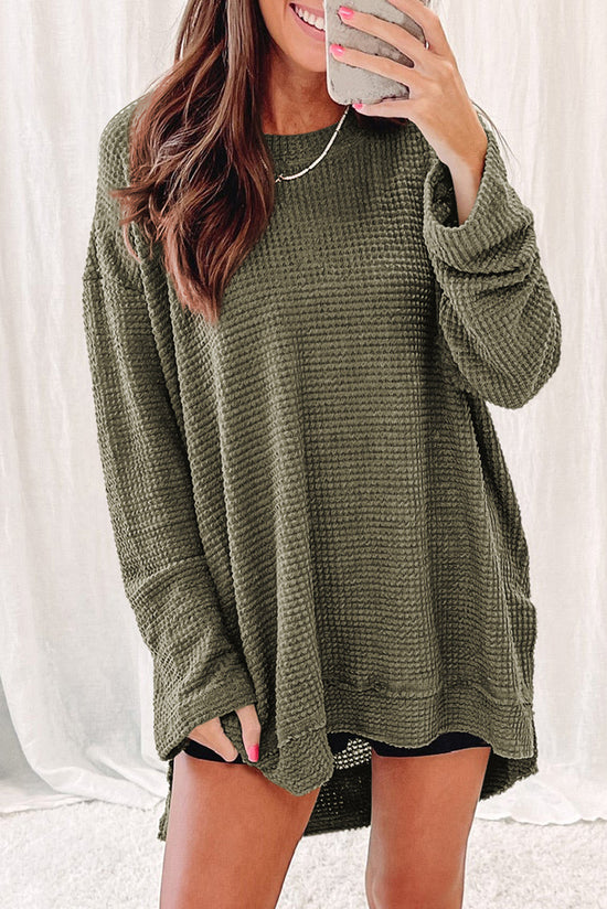 Oversize Green High in embossed knitted with tall slits *