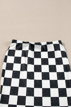 Mid-long high-waist skirt checkered *