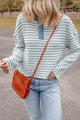 Long sleeve top Henley Textured with sky blue stripes *