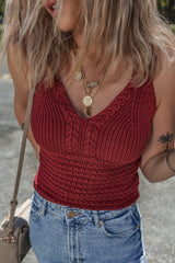 SLIM CUT SHOTE VELEC TO V -neck in twisted knitting bordeaux pointelle