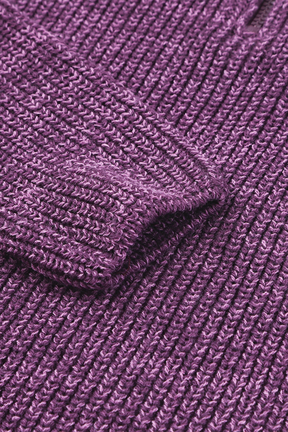 Purple Zipped Turtleneck Drop Shoulder Knit Sweater