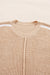 Round neck sweater and 3/4 sleeves with light beige contrast stripes