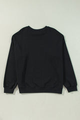 Sudadera negra unida con cuello y hombros caídos, gran tamaño