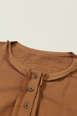 Brown shoulder brown and Henley sweatshirt