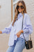 Striped Boyfriend shirt with Smocked Blue Sky Reverse with Pocket