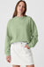 Solid Smoke Green Crew Neck Drop Shoulder Sweatshirt