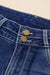 High-waisted, double-button, distressed, raw-hem, sail blue flared jeans