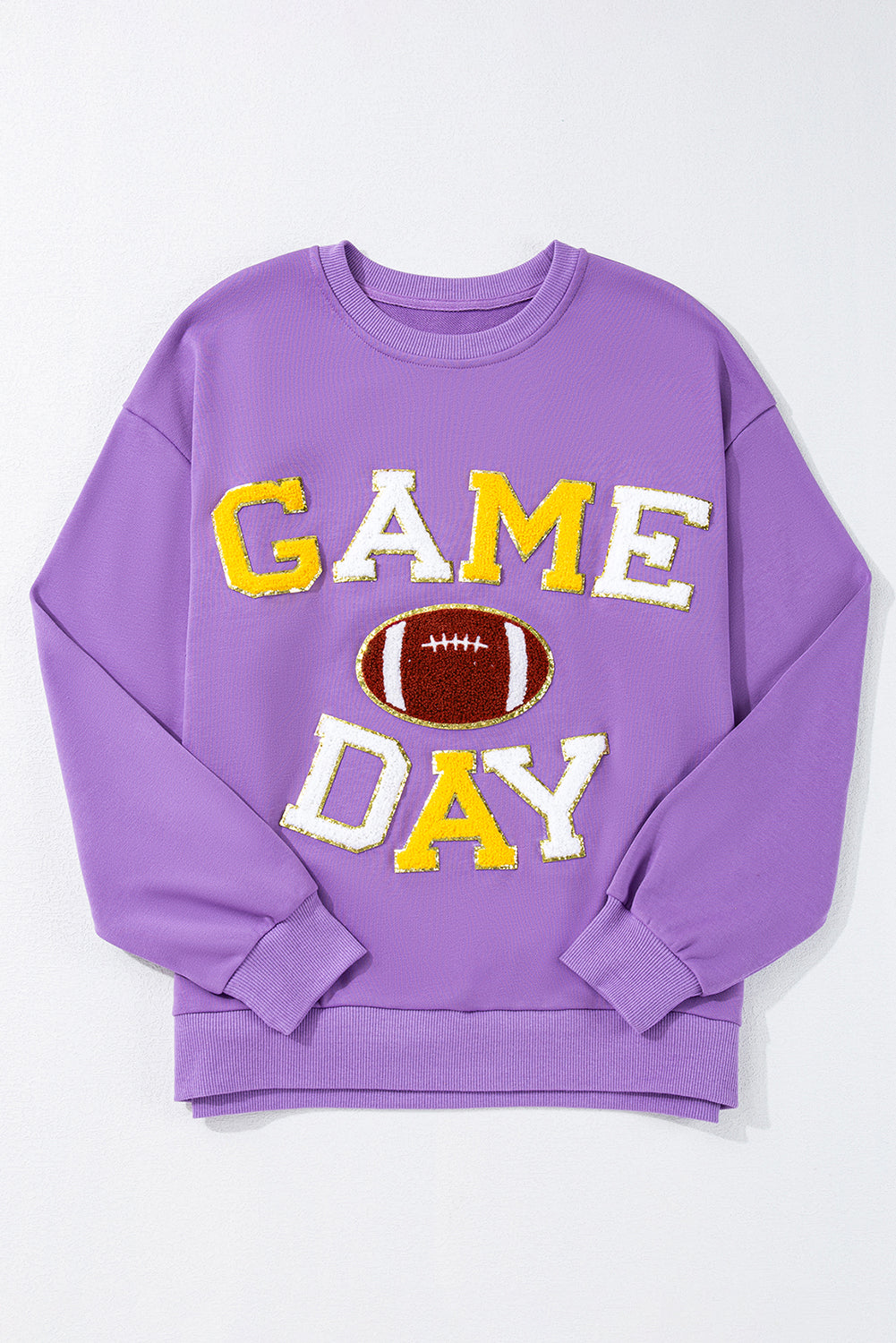 Tillandsia Purple GAME DAY Rugby Chenille Sweat-shirt brodé