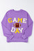 Tillandsia Purple GAME DAY Rugby Chenille Embroidered Sweatshirt