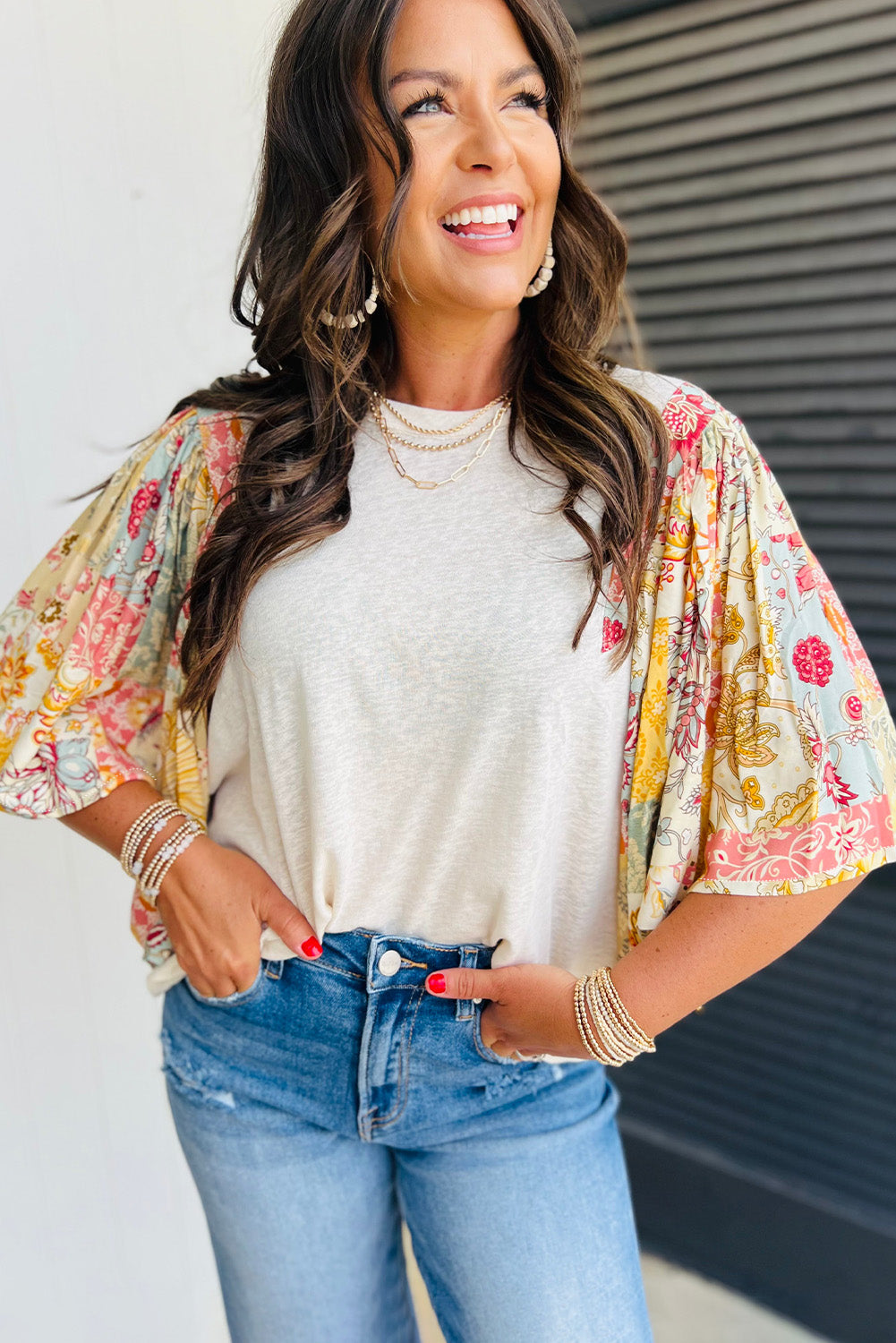 Chemisier beige à manches chauve-souris *-A WOMAN WE LOVE