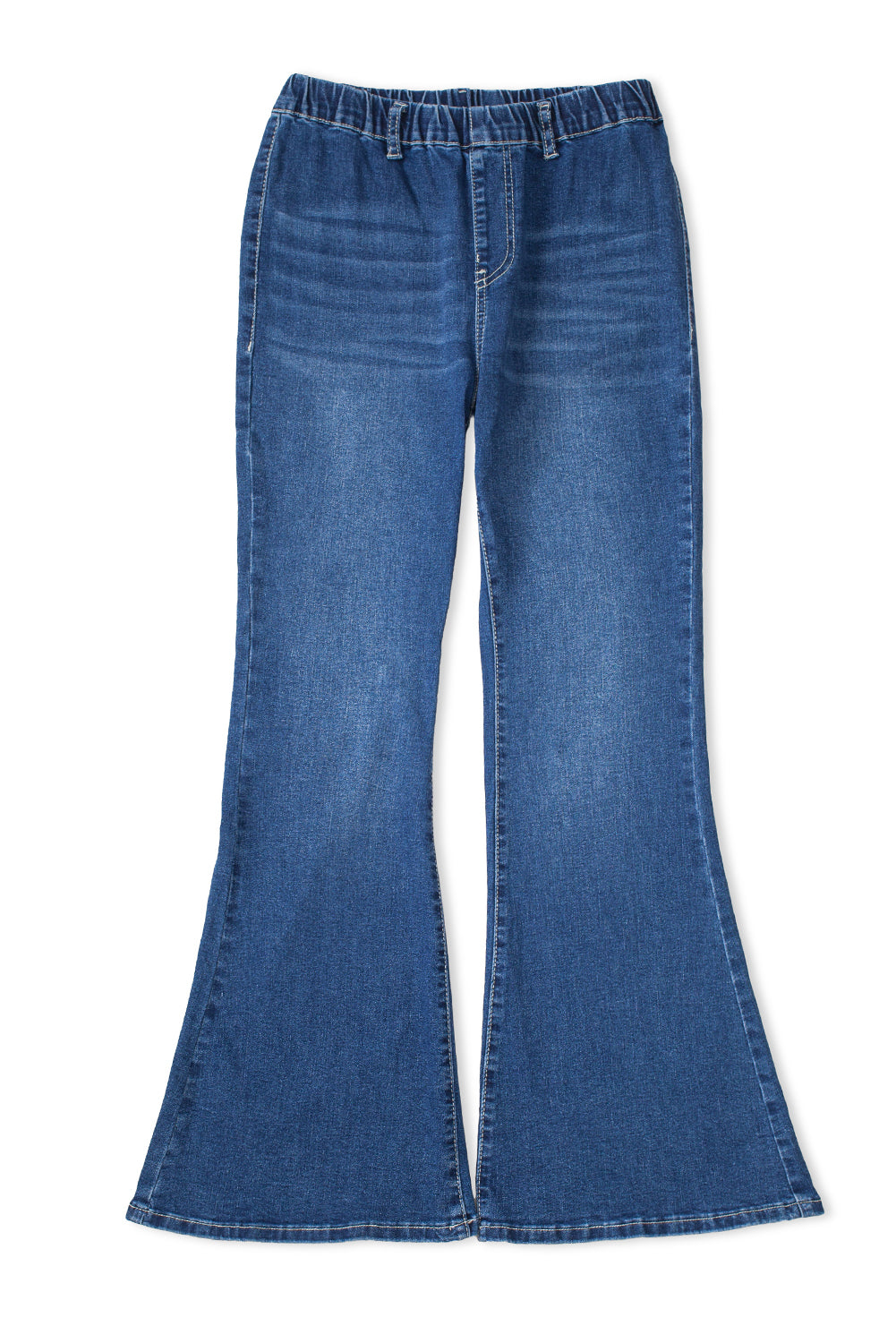 Jeans a bagliore a vita alta elastica blu