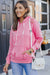 Pink Plain Ripped Hoodie with Kangaroo Pocket