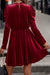 Dahlia red velvet trapeze dress with ruffled collar and Gigot sleeves