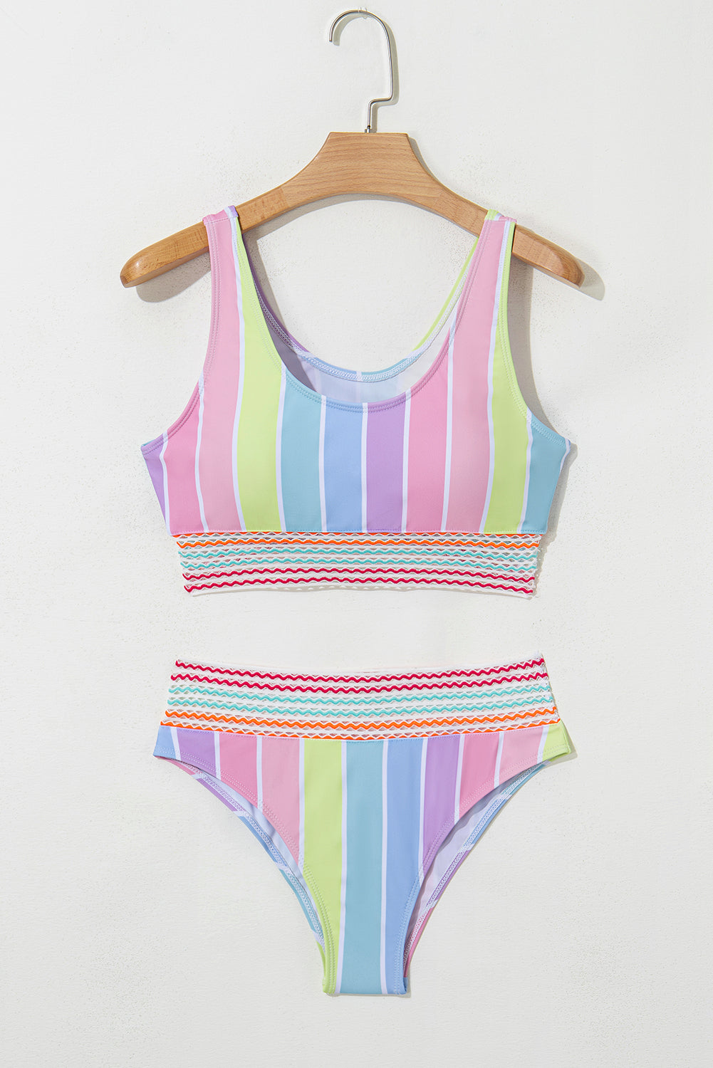 Maillot de bain bikini à rayures arc-en-ciel  *