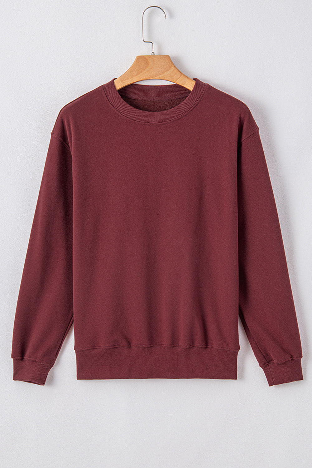 Burgund Plain Drop Schulter -Crewneck Pullover Sweatshirt