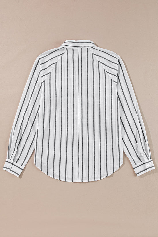 Oversize shirt with black stripes with chest pocket